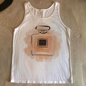 Canvas Tank Top with Chanel Perfume Bottle Graphic